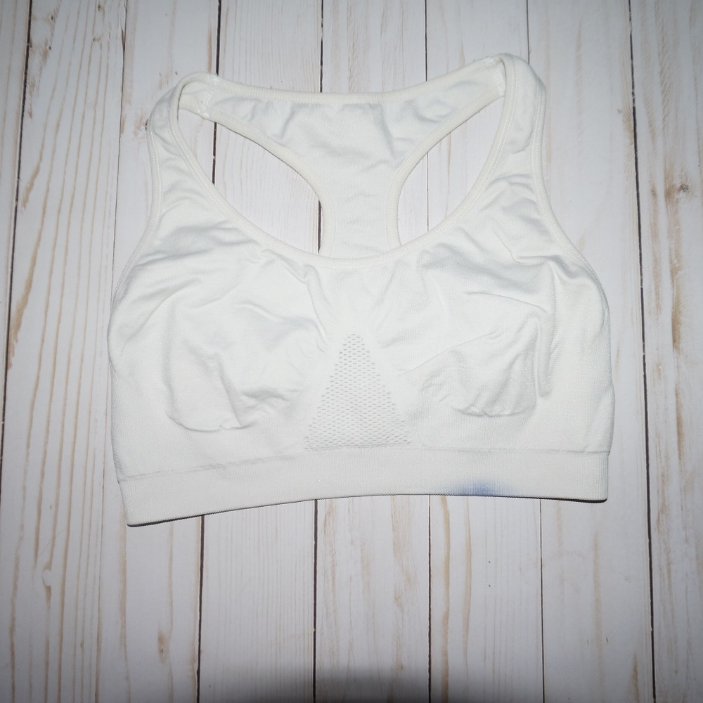 Champion small white elastic sports bra